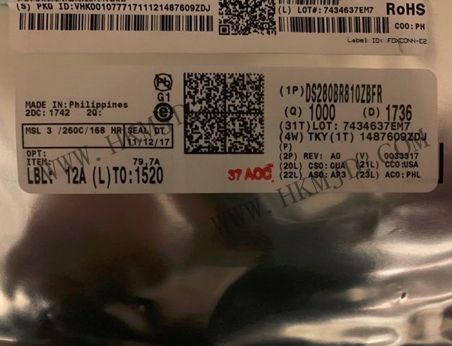 接口IC DS280BR810ZBFR DS280BR810 28Gbps 低功耗 8 通道線性轉(zhuǎn)接驅(qū)動(dòng)器